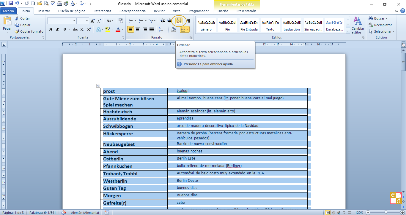 Un glosario en Microsoft Word | Las herramientas del escritor (6)