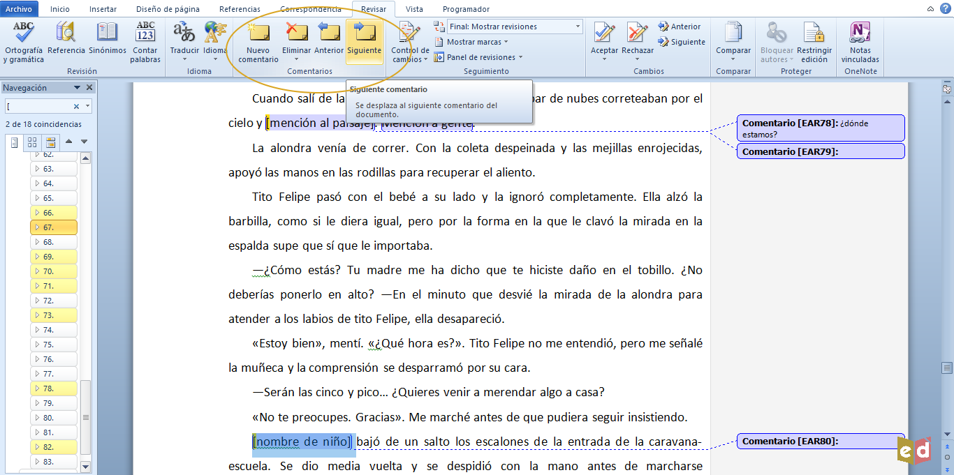 Los comentarios en Microsoft Word | Las herramientas del escritor (7)